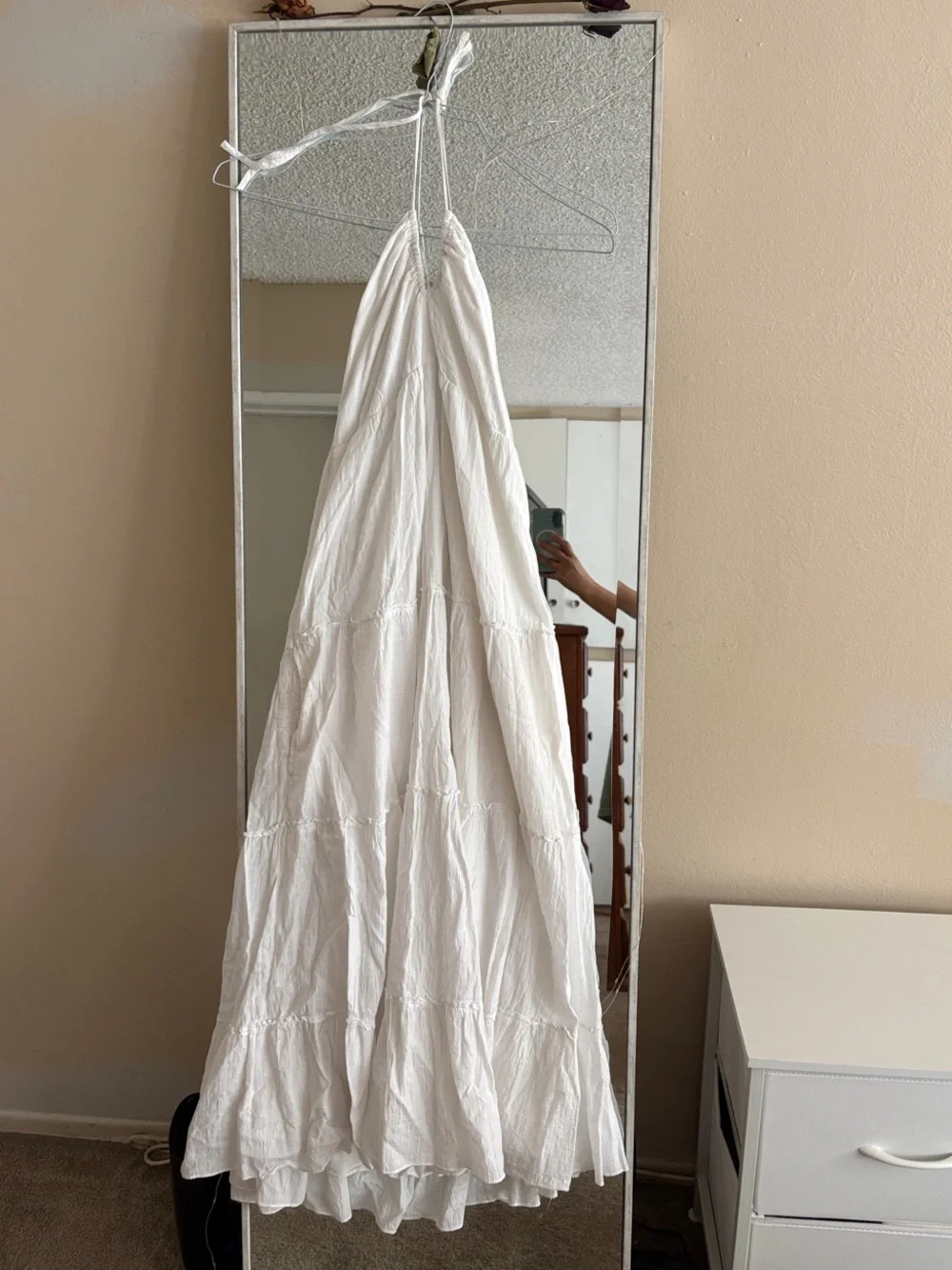 Abercrombie & Fitch White Tiered Halter Maxi Dress